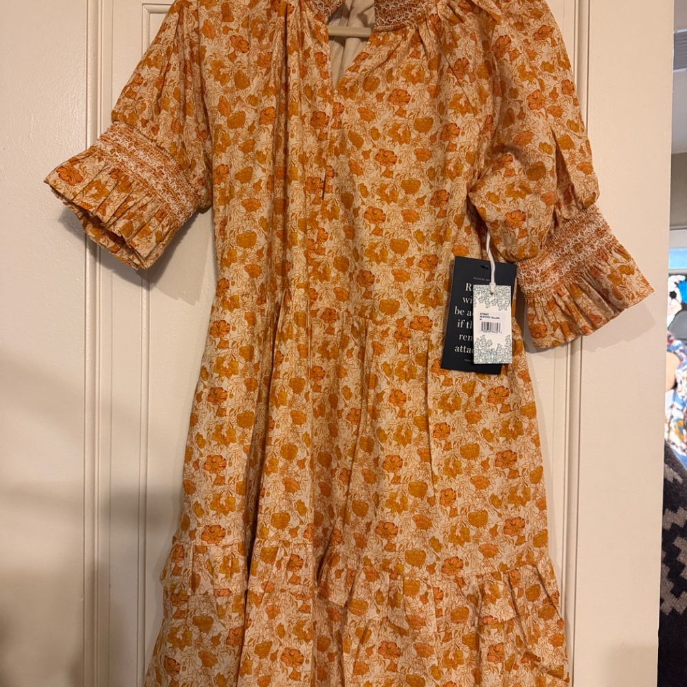 NWT Hyacinth House / Tuckernuck Burnt Orange Floral Sawyer Mini Dress Medium